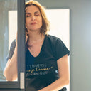 t shirt noir col V avec message spirituel