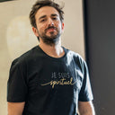 t shirt noir homme col rond manche courte 100% coton avec message je suis spirituel