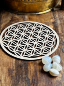 Plaque FLEUR DE VIE Sculptée Bois 20 cm - Mineralshop