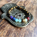 Bracelet de lithothérapie 8 mm 7 chakras et œil de tigre