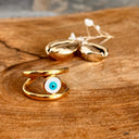 bague, nazar, acier, or, dorée, protection, blanc, énergies 