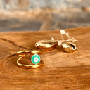 bague, nazar, acier, or, dorée, protection, blanc, énergies, bleu, vert 