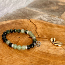 Bracelet Jaspe kambaba / Aventurine avec trèfle - Mineralshop, aventurine favorise l’esprit créatif et la détermination, jaspe kambaba serait une&nbsp;pierre de volonté et de caractère
