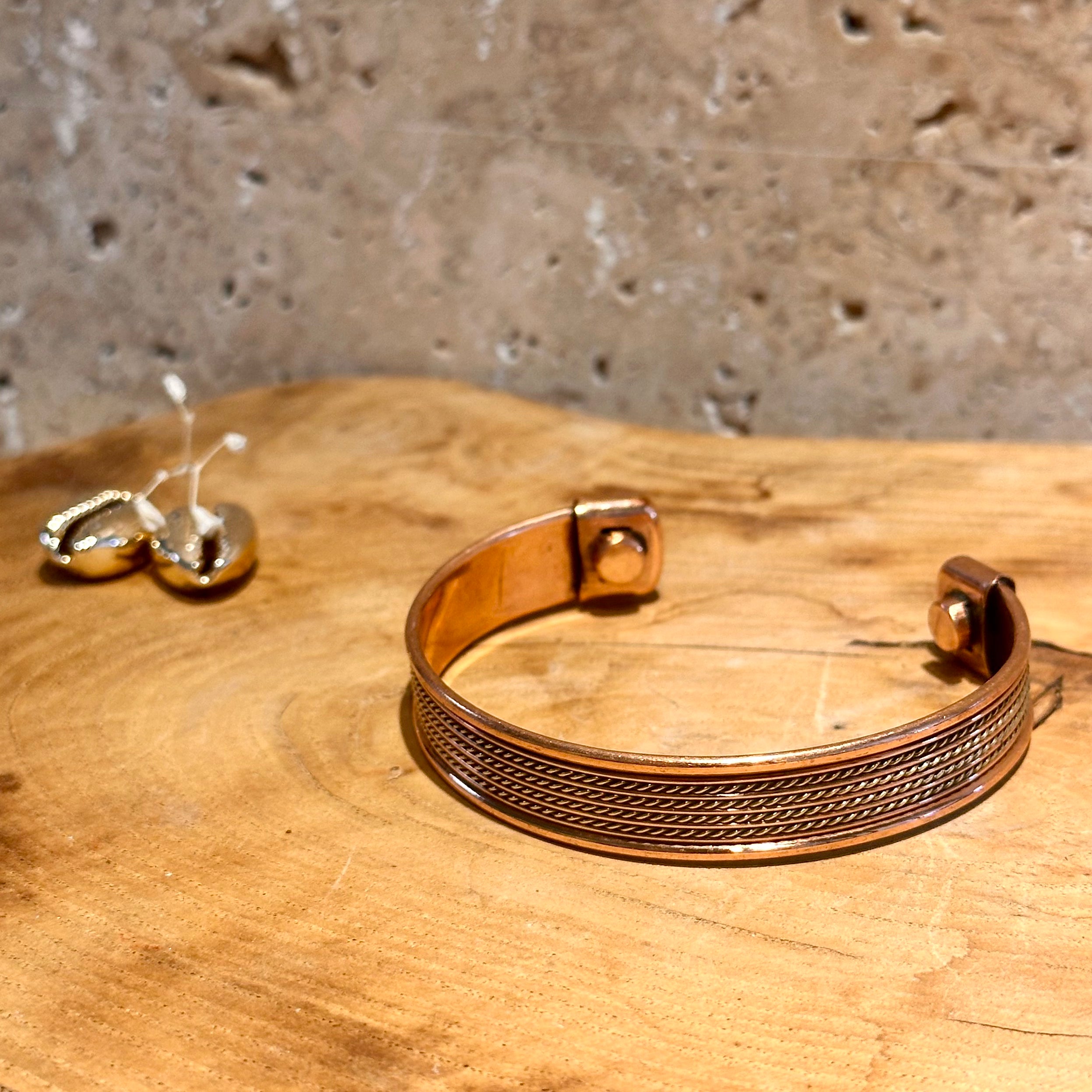Bracelet Magnétique En Cuivre/Bronze - Unisexe Adulte - Fermoir Magnétique Pratique