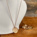 Collier astrologie balance, acier, rose, médaille, pendentif