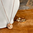 Collier astrologie cancer, acier, rose, médaille, pendentif