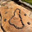 Collier baroque Unakite, la résilience - Mineralshop pierre de résilience,  favorise  la reconnexion  avec son moi intérieur et  l'introspection