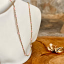 Collier, perles, Rose claire, acier, or, dorée, bleu, noir, violet