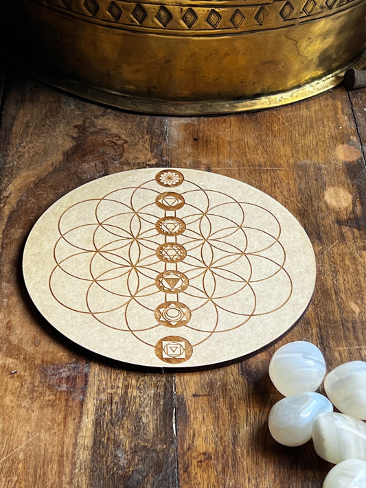 Plaque Bois GRAINE DE VIE ET CHAKRAS 30CM