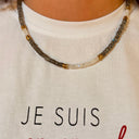 Collier avec disques en labradorite et cristal de roche IAMSUBTIL