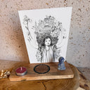 Autel fleur de vie tourmaline et pyrite bois