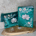 Carnet velours vert avec lotus