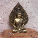 Bouddha méditation avec feuille, couleur or