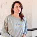 Sweat gris à manches longues "OSE,BRILLE,SOIS PUISANTE"