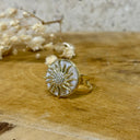 Bague rotative soleil, or