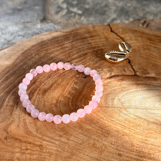 Bracelet boule 06MM QUARTZ ROSE A, l'apaisement