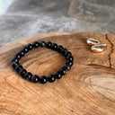 Bracelet OBSIDIENNE DOREE 8mm A, la protection