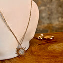 Collier soleil Blanc, acier couleur Or