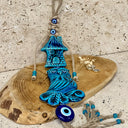 Hibou NAZAR BONCUK à suspendre turquoise