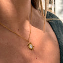 Collier soleil Blanc, acier couleur Or