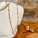 Collier perles Rouge, acier couleur OR