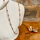 Collier perles Violette, acier couleur OR