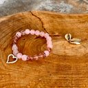 Bracelet Quartz rose / Quartz fraise avec coeur