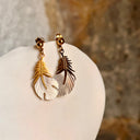 Boucles d'oreilles plumes, couleur OR et Blanc