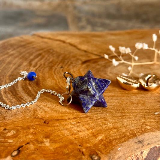 Pendule Lapis Lazuli Merkaba 8 pointes