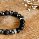 BRACELET HOMME 10MM HÉMATITE + PIERRE DE LAVE