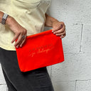 Pochette "je ne marche pas, je chaloupe" orange