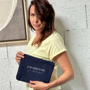 Pochette  "je ne marche pas, je chaloupe"  BLEU Marine