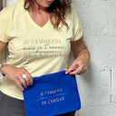 Pochette  "je t'emm*** !"  BLEU PÉTROLE