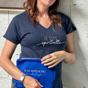 Pochette  "je ne marche pas, je chaloupe"  BLEU PÉTROLE
