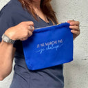 Pochette  "je ne marche pas, je chaloupe"  BLEU PÉTROLE