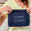 Pochette  "je t'emm*** !"  BLEU Marine