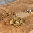 porte clé, trèfle, dorée, or 