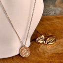 Collier astrologie poisson, acier, rose, médaille, pendentif