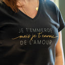 t shirt col V noir femme 