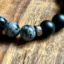 BRACELET boule 10 mm Homme Obsidienne mouchetée et Onyx