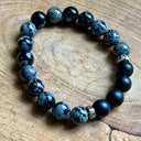 BRACELET boule 10 mm Homme Obsidienne mouchetée et Onyx