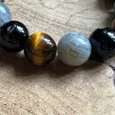 BRACELET boule 12MM homme  Labradorite, Tourmaline et Oeil tigre