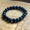 BRACELET Boule 10MM homme Onyx, Onyx dépoli et lave