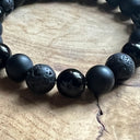 BRACELET Boule 10MM homme Onyx, Onyx dépoli et lave